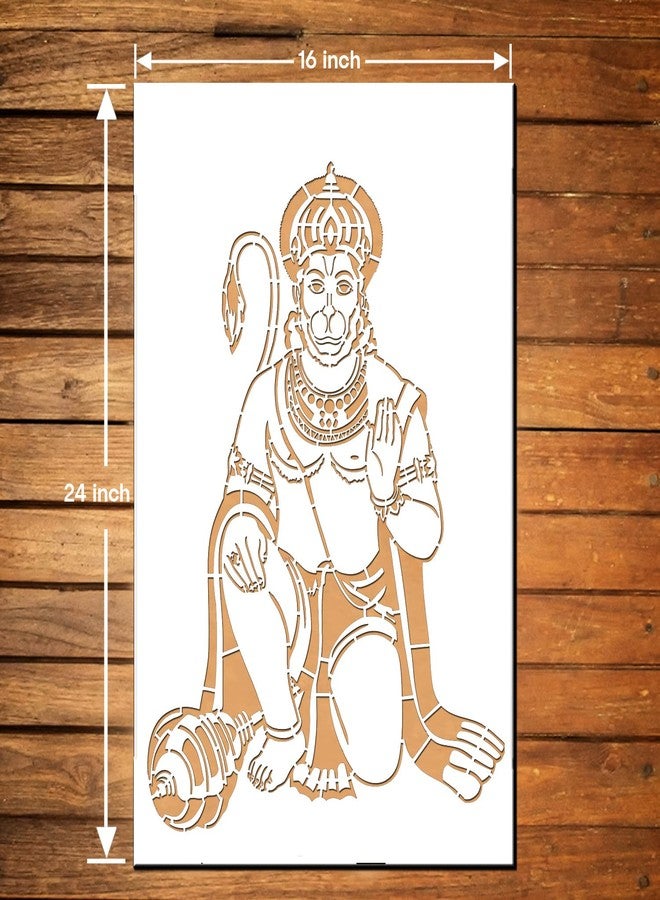 ARandNJ Stencils for Wall Painting Pack of 1 (Size:- 16X24 Inch) Pattern Theme- Hanuman Ji DIY Reusable Design Suitable for Pooja Room, Entrance, Living Room & Office - Image 2